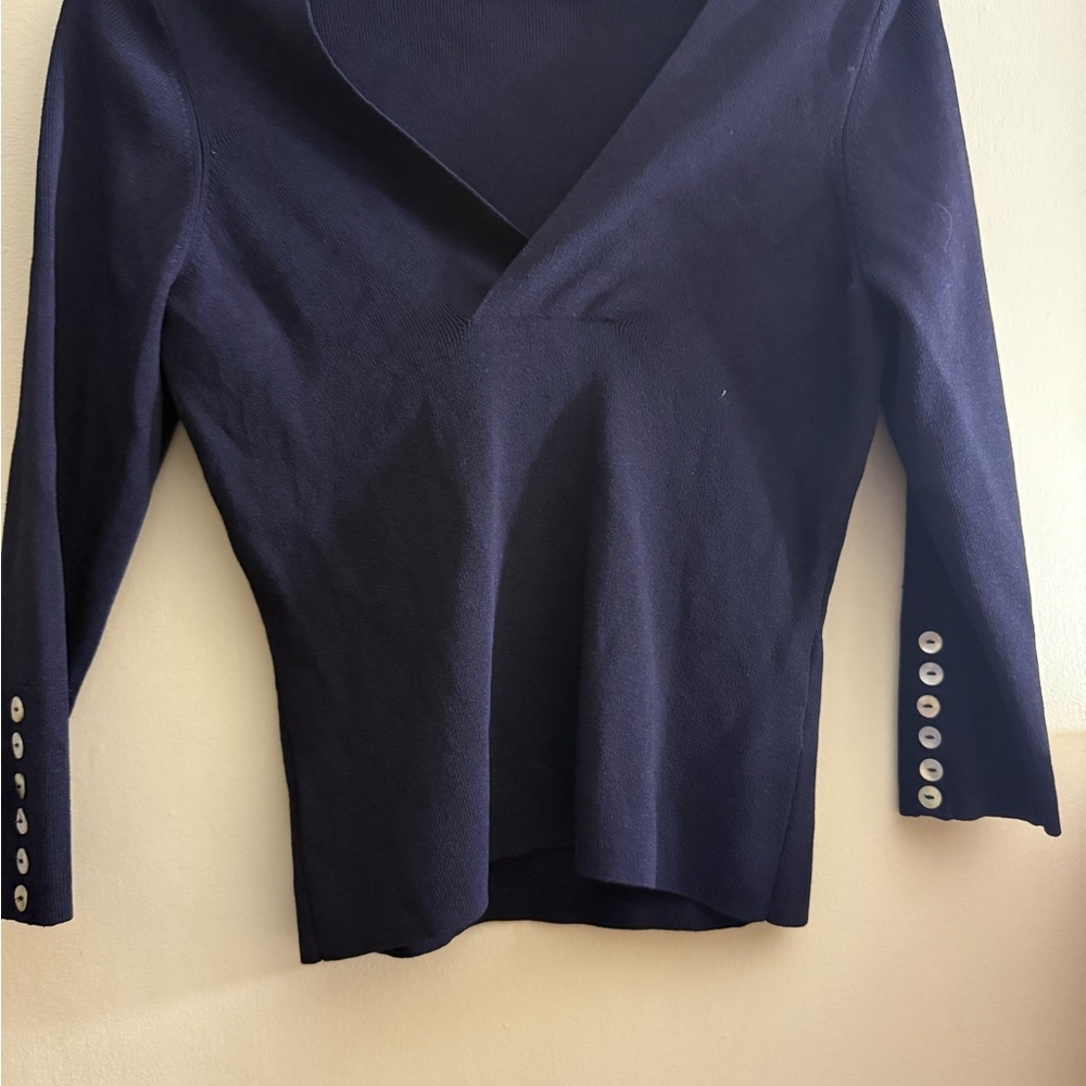 Cato Navy Long Sleeve Top with Button Accents‎